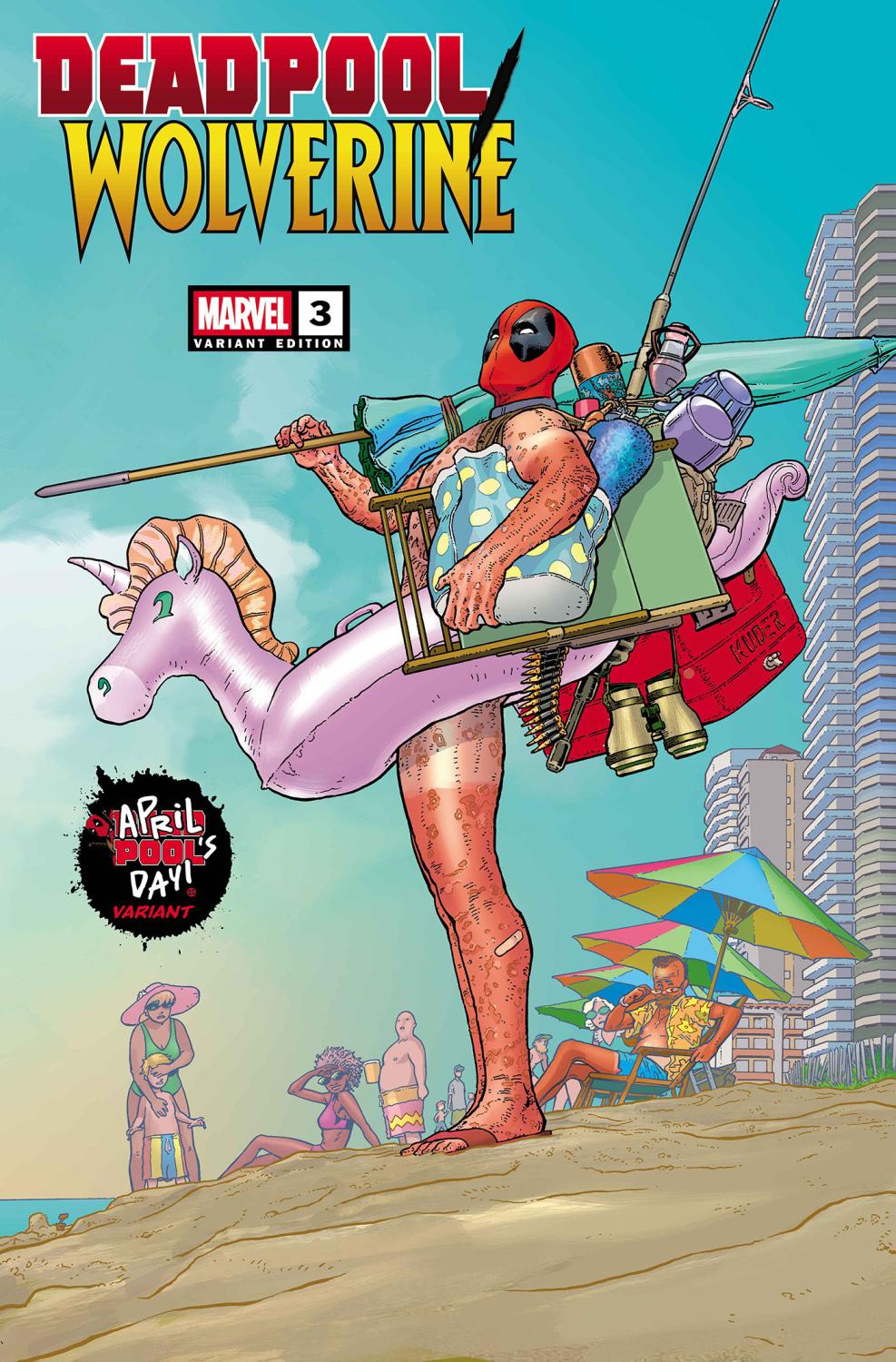 DEADPOOL WOLVERINE #3 AARON KUDER APRIL POOLS DAY VAR CVR C