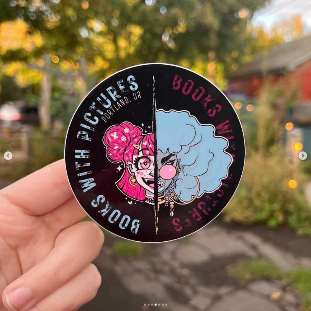 Two Faced Girls Circle Sticker
