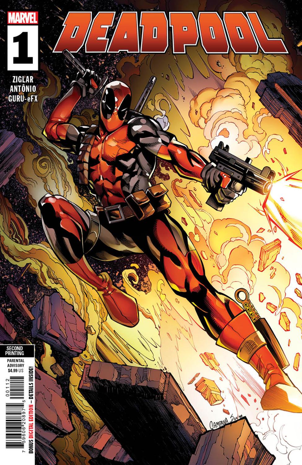DEADPOOL #1 CHRIS CAMPANA 2ND PRINTING VAR CVR A