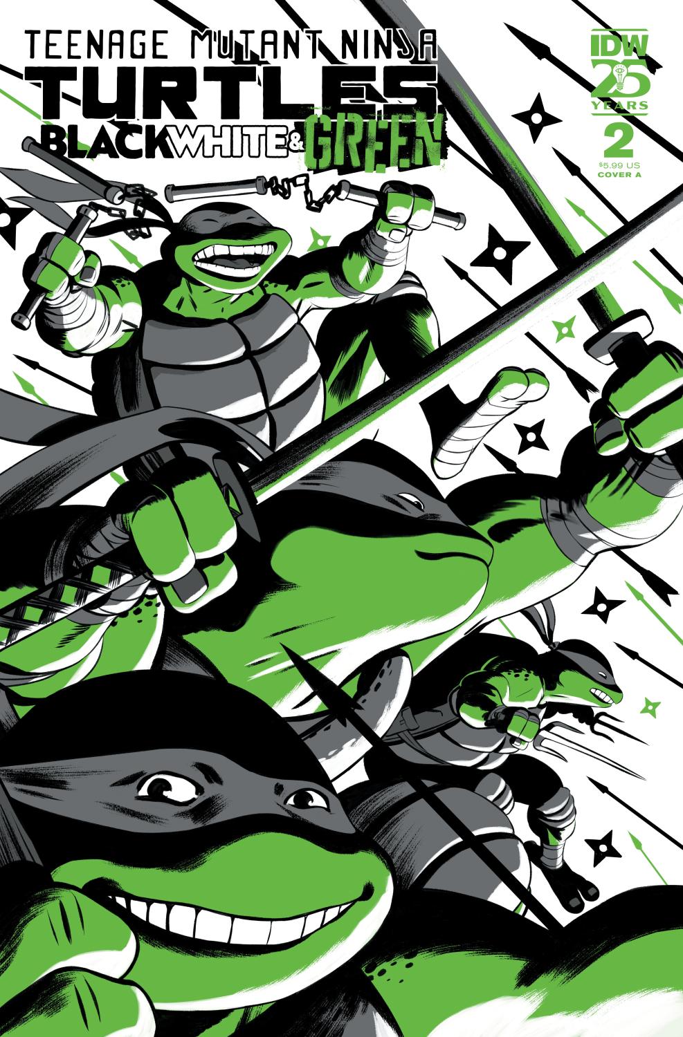 TEENAGE MUTANT NINJA TURTLES BLACK WHITE AND GREEN #2 COVER A RODRGUEZ CVR A