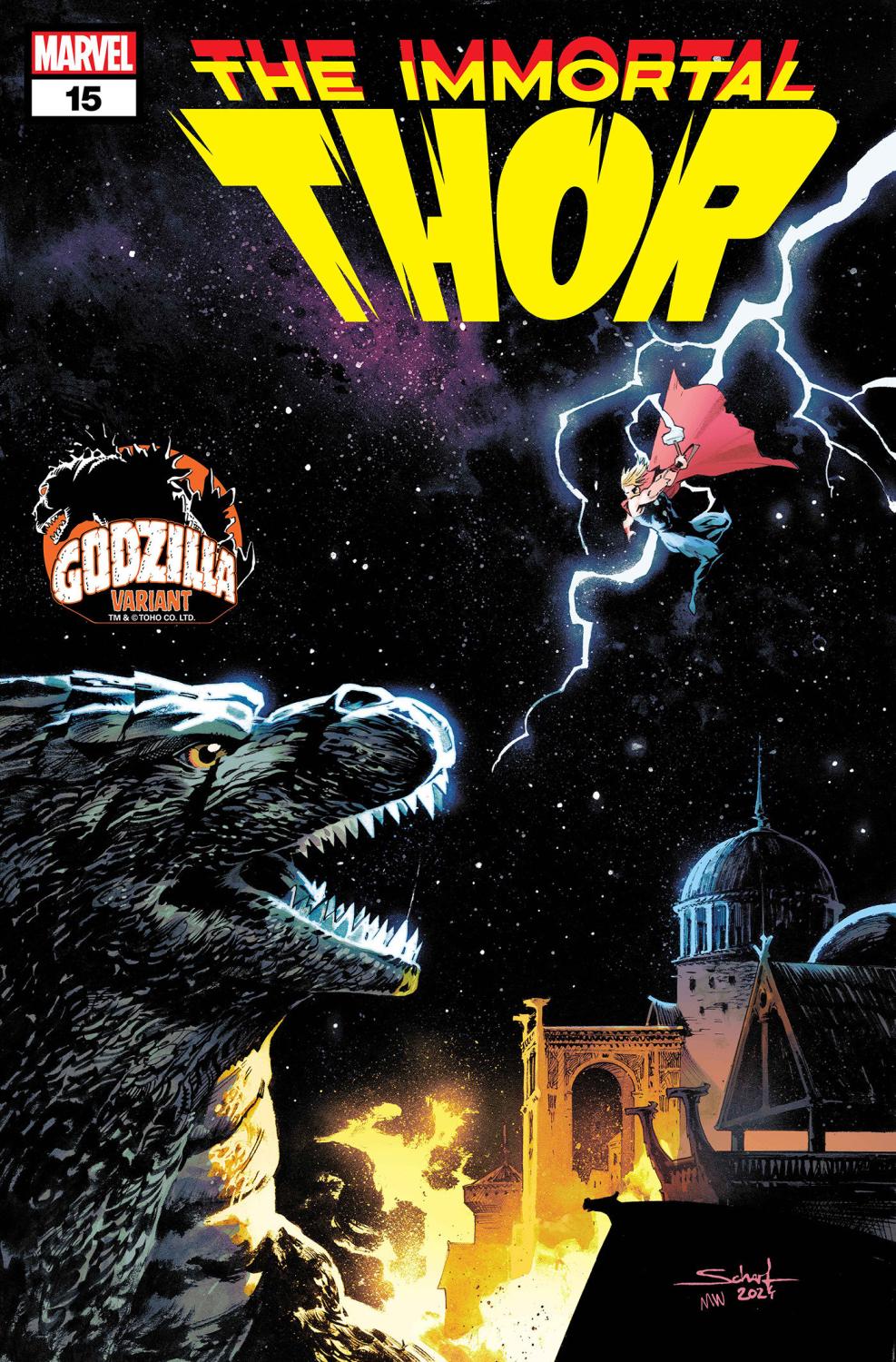 IMMORTAL THOR #15 JONAS SCHARF GODZILLA VAR CVR C
