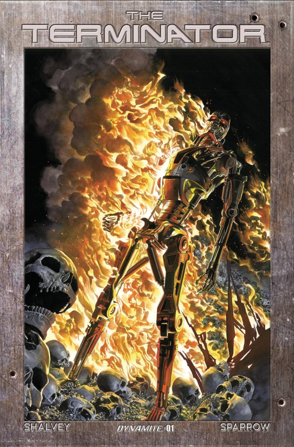 TERMINATOR #1 ROSS BURNING EARTH ICON METAL CVR DE EXC VAR #