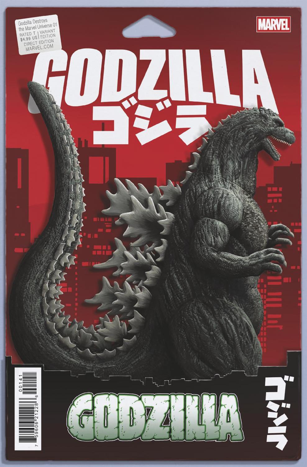 GODZILLA DESTROYS THE MARVEL UNIVERSE #1 JOHN TYLER CHRISTOPHER ACTION FIGURE VAR CVR D