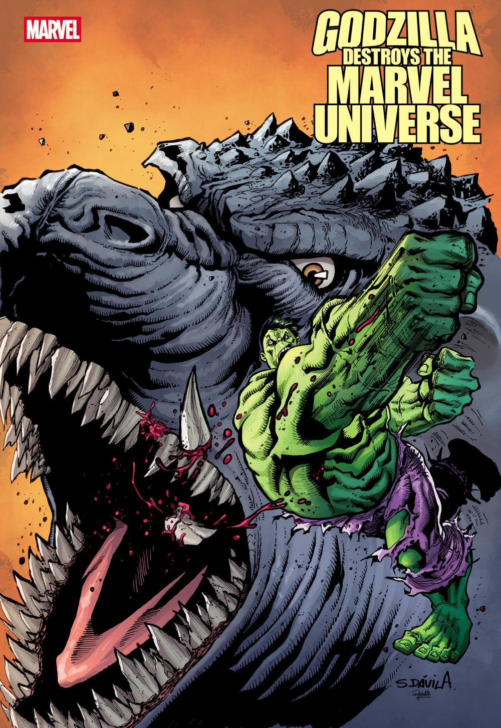 GODZILLA DESTROYS THE MARVEL UNIVERSE #4 SERGIO DAVILA FAN FAVORITE VAR CVR B
