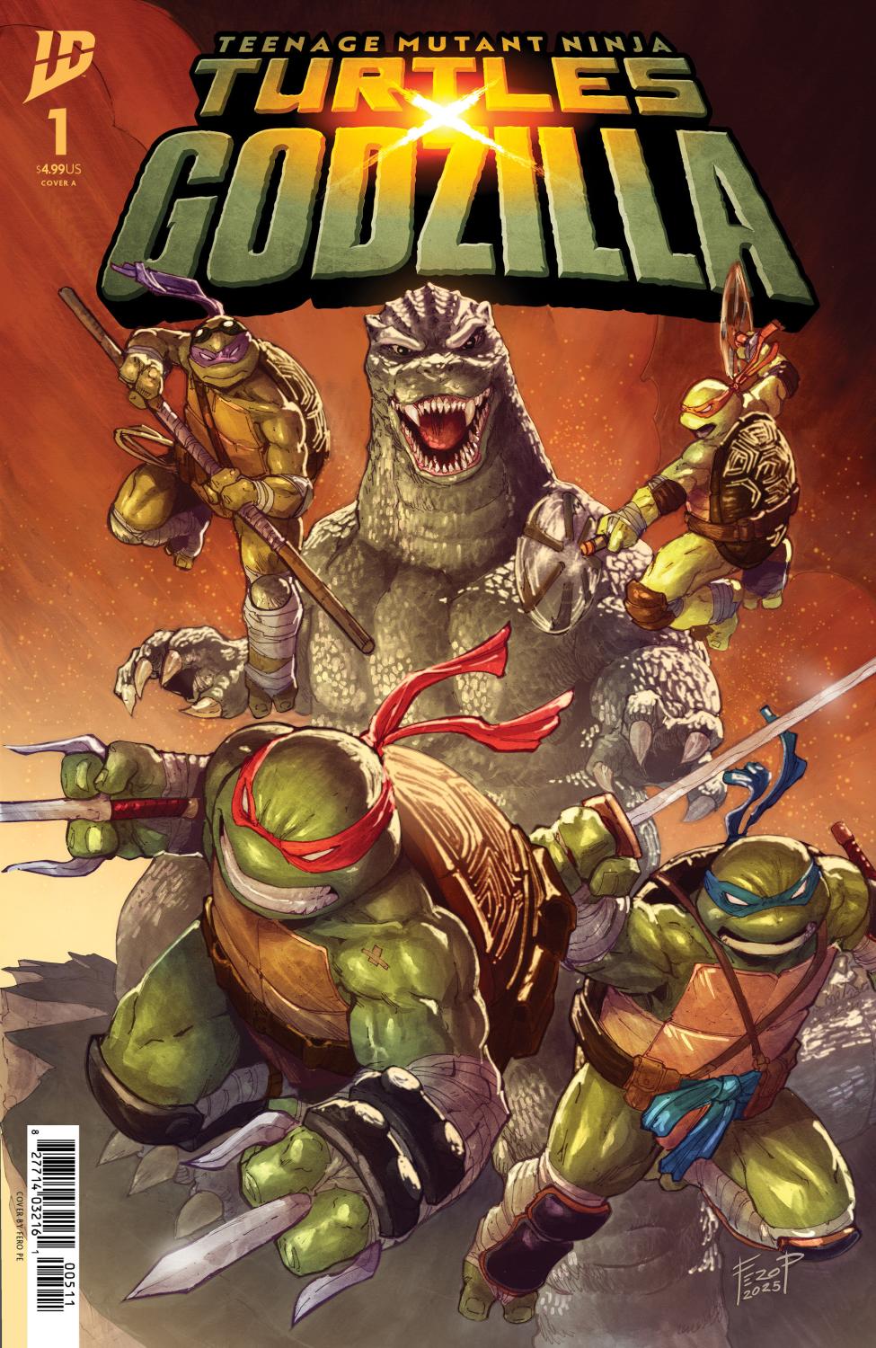TEENAGE MUTANT NINJA TURTLES X GODZILLA #1 COVER A PE CVR A