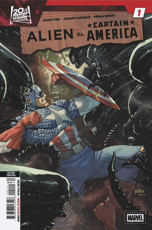 ALIEN VS CAPTAIN AMERICA #1 LEINIL FRANCIS YU 2ND PRINTING VAR CVR A
