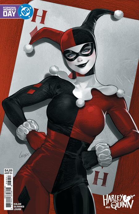 HARLEY QUINN #60 CVR E LESLEY LEIRIX LI INTERNATIONAL WOMEN’S DAY CARD STOCK VAR