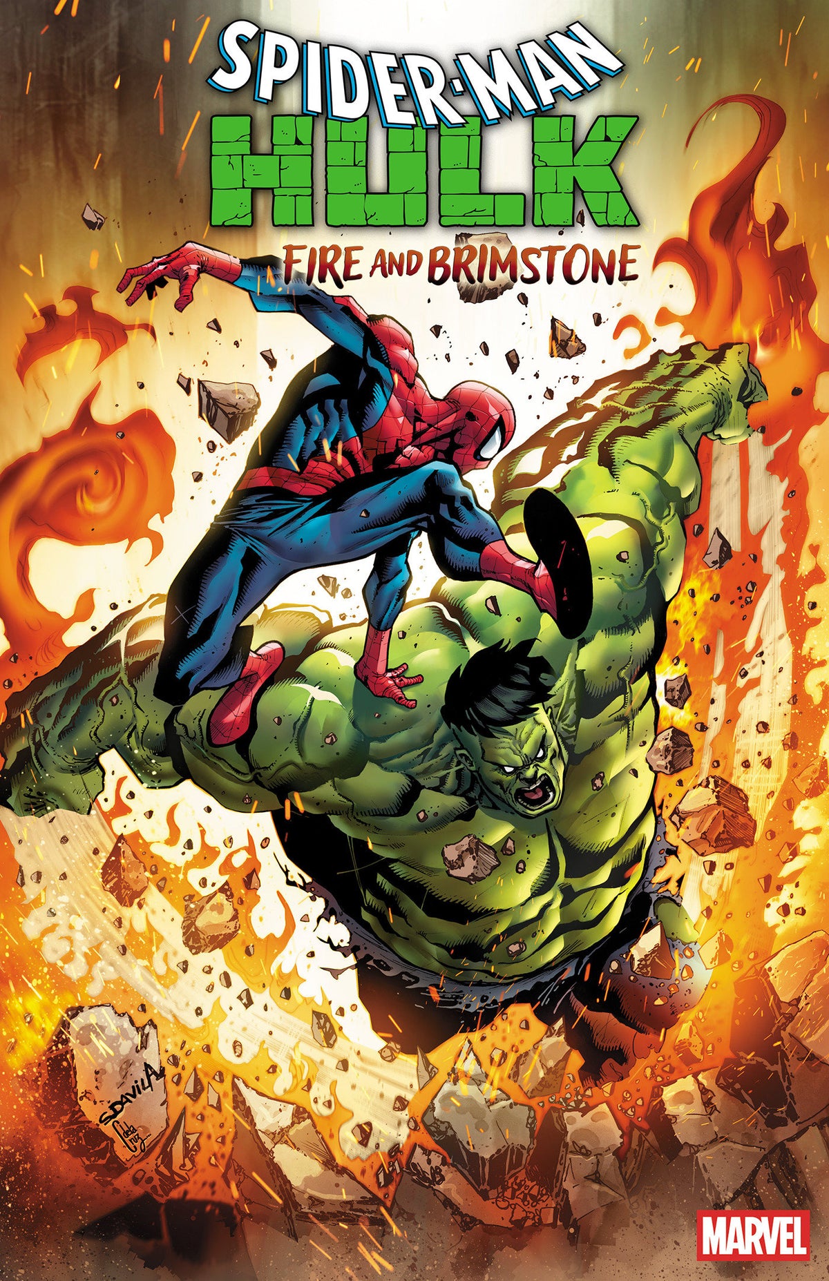 SPIDER-MAN HULK FIRE AND BRIMSTONE #4 SERGIO DAVILA 1:25 VAR 1:25 INCV
