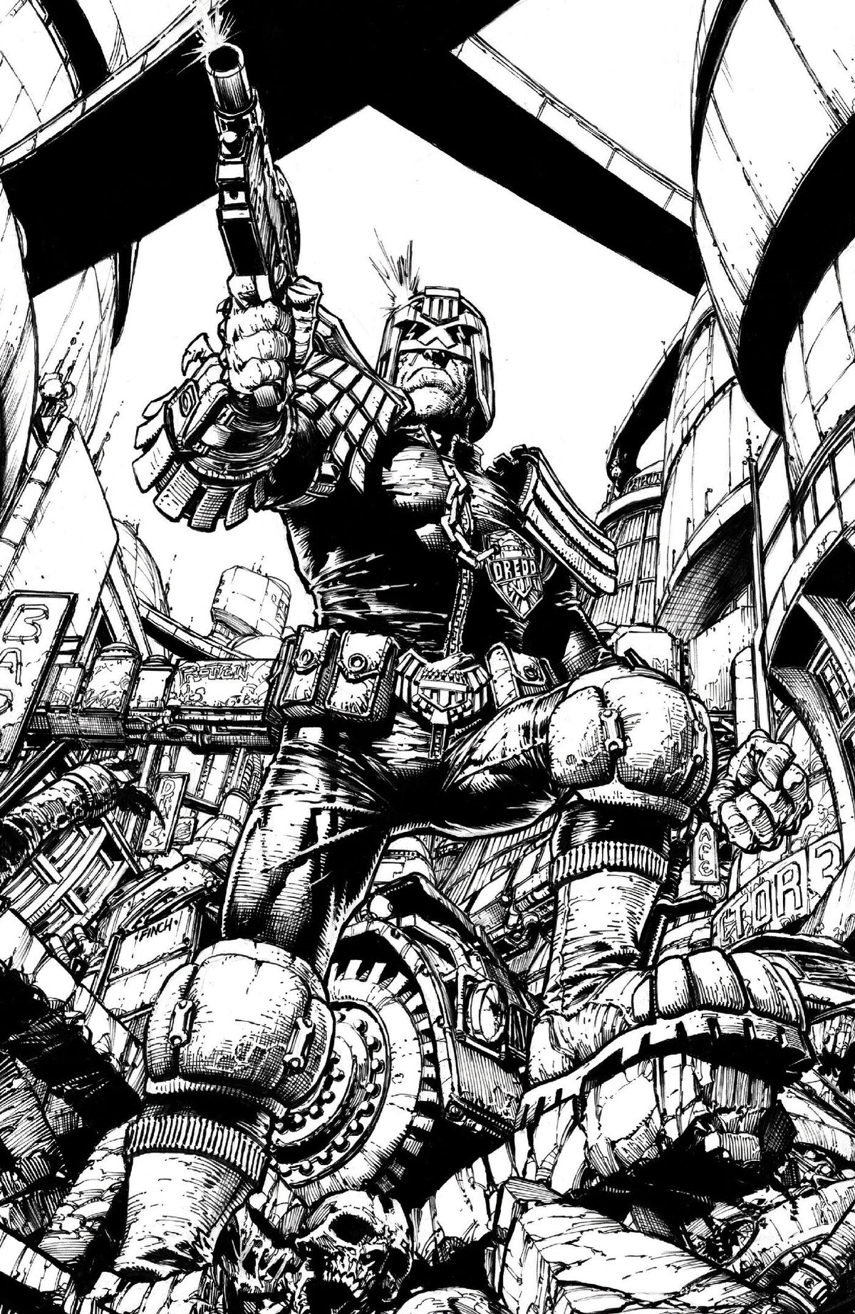 JUDGE DREDD BIKER MICE FROM MARS #1 COVER H DAVID FINCH BW 1:50 VAR CVR H 1:50 INCV