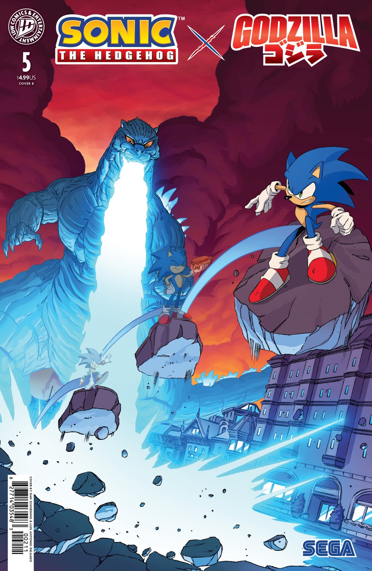 SONIC THE HEDGEHOG X GODZILLA #5 VAR B SCHOENING CVR B