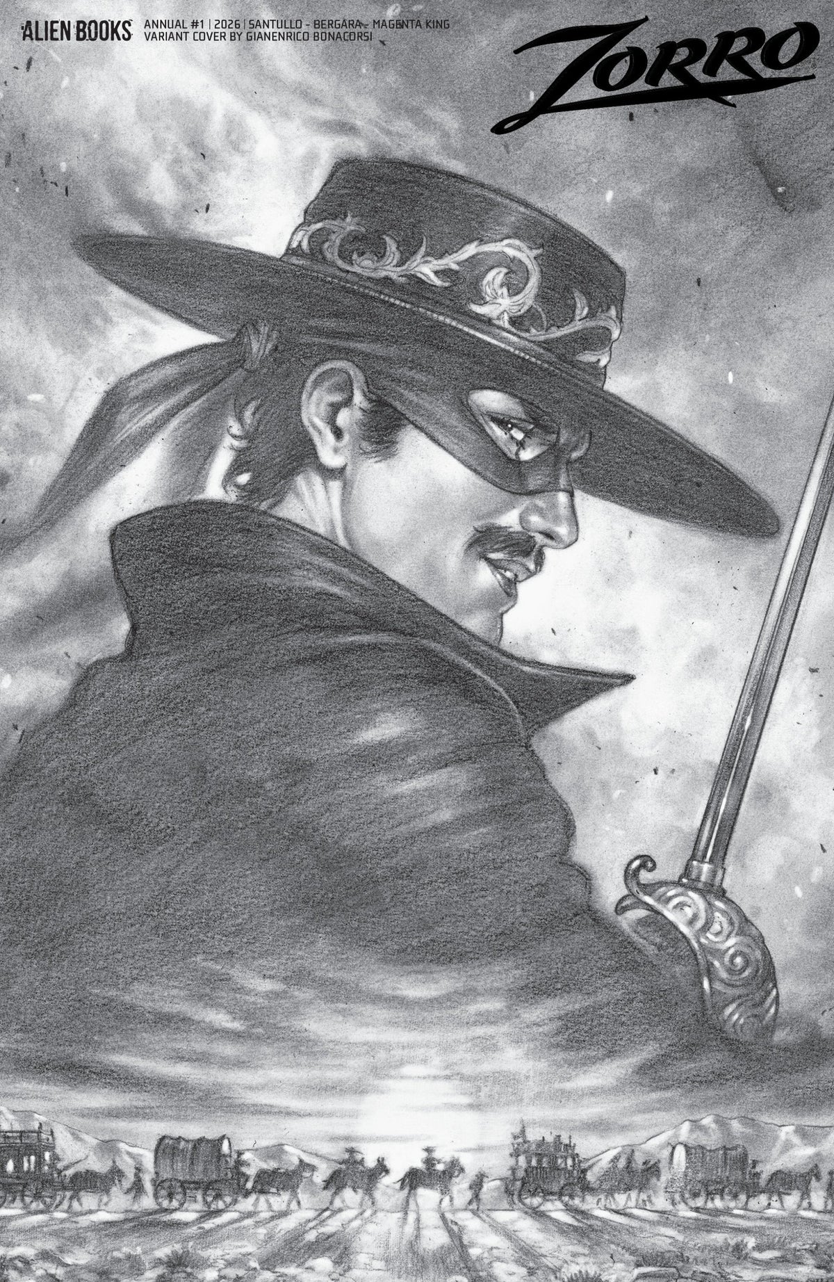 ZORRO ANNUAL #1 VAR D BONACORSI BW CVR D